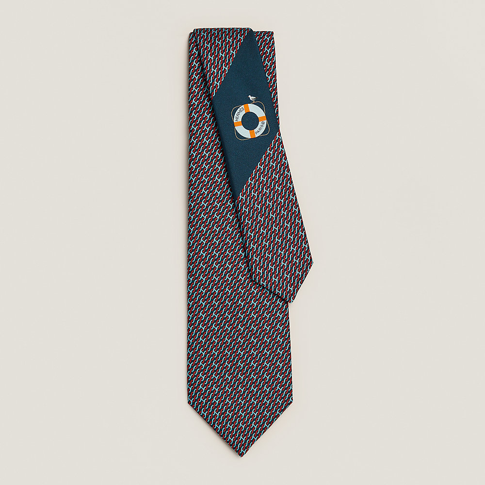 H Cabestan tie - Blue | Hermès Canada